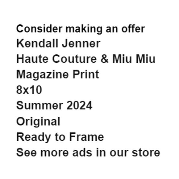 Kendall Jenner in Haute Couture Miu Miu Magazine Print Summer 2024 Frame Ready - Picture 2 of 4